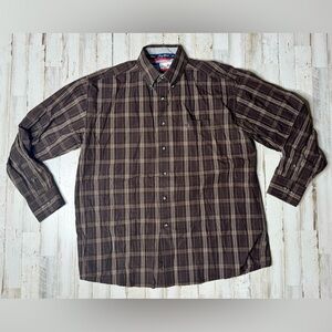 Wrangler George Strait Mens L Cowboy Cut Collection Long Sleeve Shirt Brown